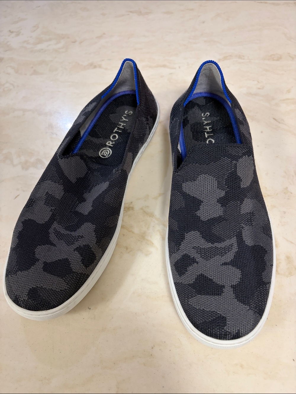 Rothy's The Original Slip-On Sneaker, grey camo print, sz 11.5